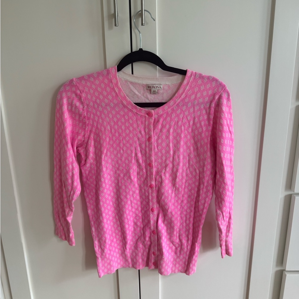 Merona Pink Cardigan Sweater Cable Knit